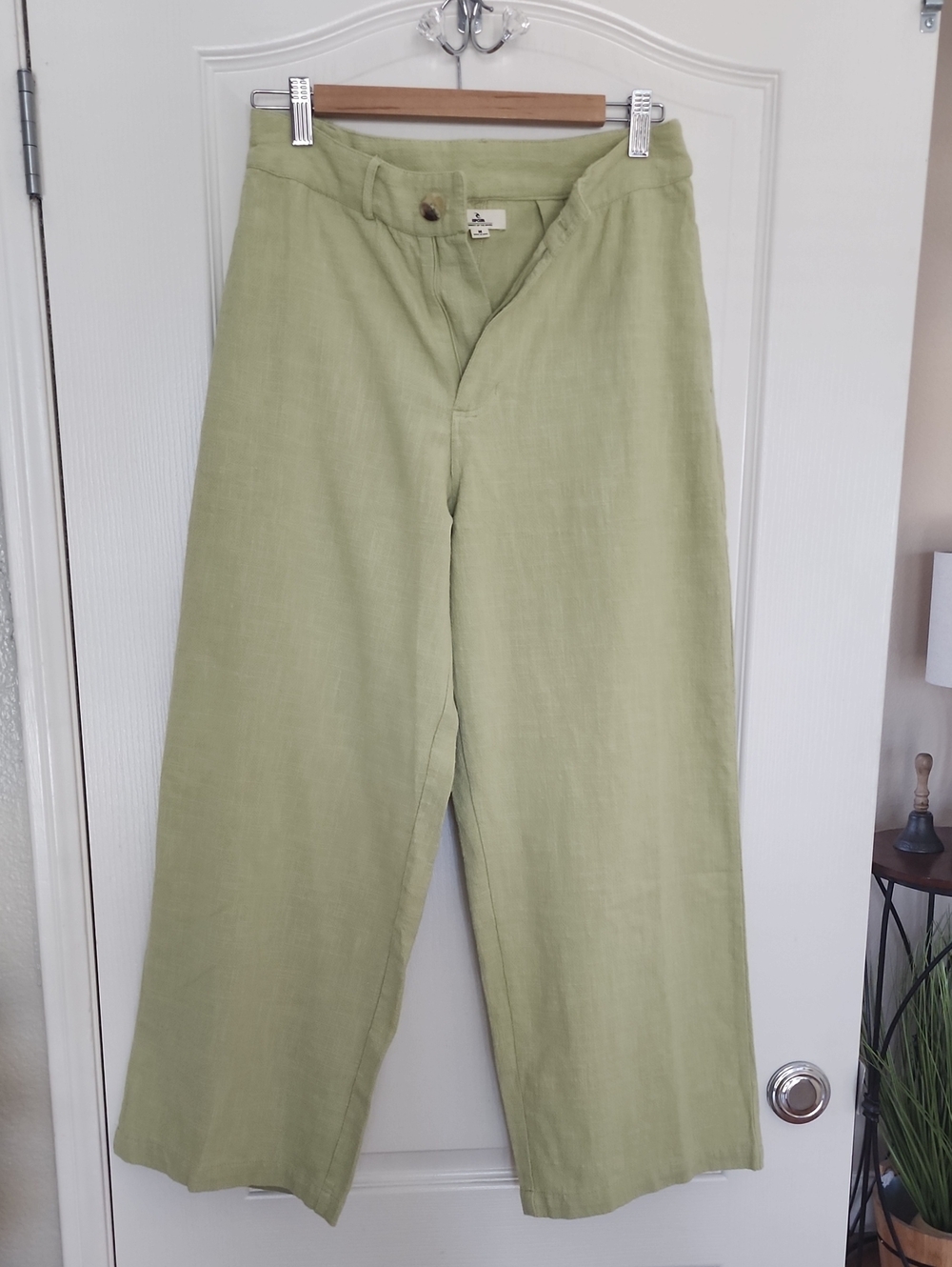 Rip Curl Sage Green Wide-Leg Linen-Blend Chinos